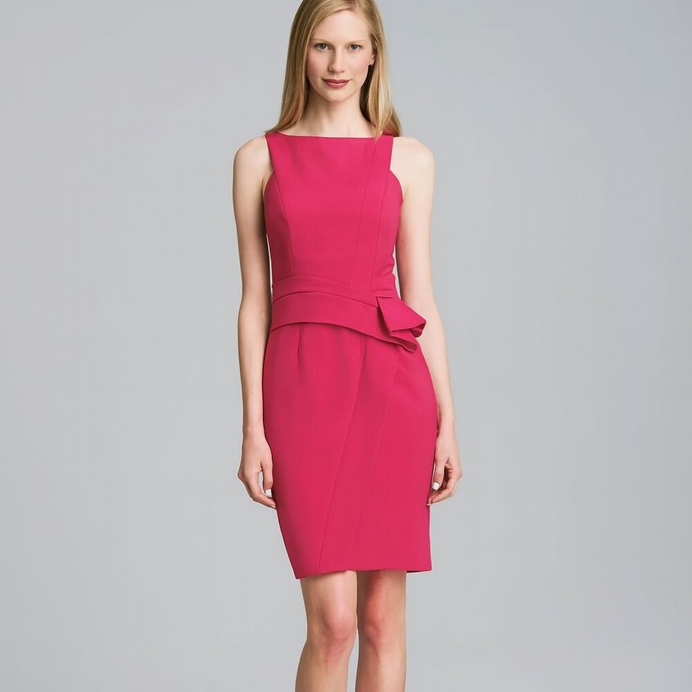 J. Mendel Silk Asymmetric Sleeveless Peplum Dress Pink Size 4